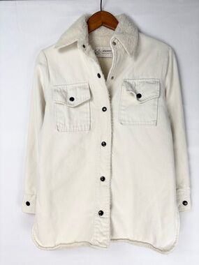 Vintage Deerskin Trading Post Shearling White Button Snap Jacket